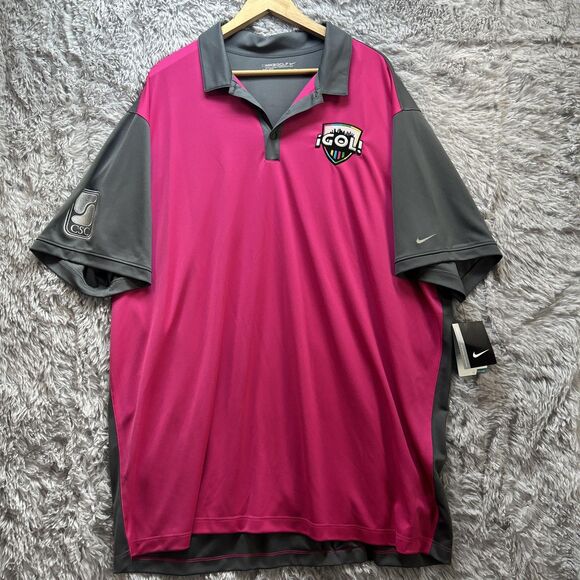 Nike Other - Nike Golf Polo Shirt Mens 3XL Soccer GOL Logo Pink Gray Dri-FIT 746101-616‎